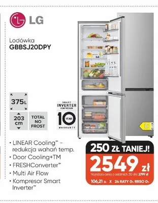 Lodówka LG GBBSJ20DPY promocja w Max Elektro