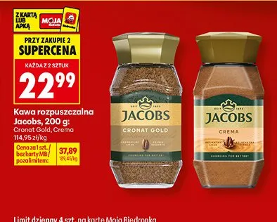 Kawa rozpuszczalna Jacobs Crema promocja w Biedronka