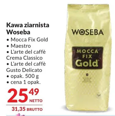 Kawa ziarnista Woseba Mocca Fix Gold promocja w Makro