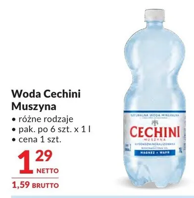 Woda Cechini Muszyna różne rodzaje promocja w Makro