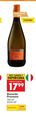 Wino musujące Biscardo Prosecco promocja w Biedronka