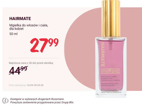 Mgiełka do włosów i ciała, dla kobiet promocja w Rossmann