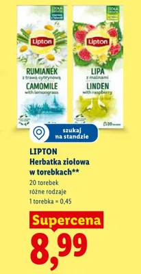 Herbatka ziołowa Lipton Lipa z malinami promocja w Lidl
