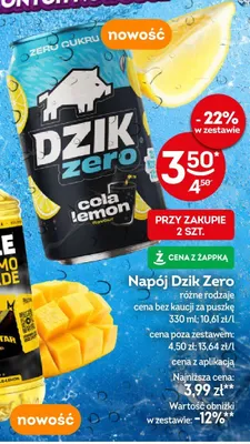 Napój Dzik Zero cola lemon promocja w Żabka