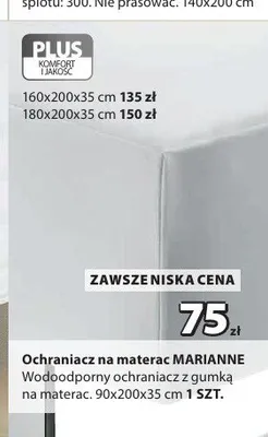 Ochraniacz na materac Marianne 90x200x35 cm promocja w Jysk
