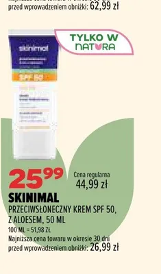 Przeciwsłoneczny krem SPF 50 z aloesem Skinimal promocja w Drogerie Natura