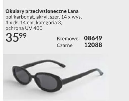 Okulary przeciwsłoneczne Lana czarne promocja w AVON