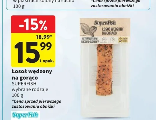 Łosoś wędzony na gorąco SUPERFISH promocja w Intermarche