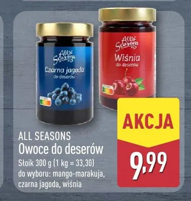 Owoce do deserów czarna jagoda All Seasons promocja w Aldi