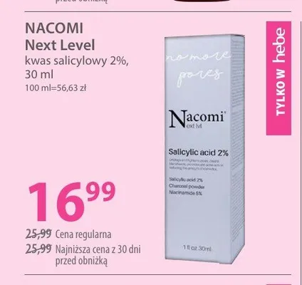 Kwas salicylowy 2% Nacomi Next Level promocja w Hebe