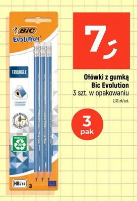 Ołówki z gumką Bic Evolution 3-pak promocja w Dealz
