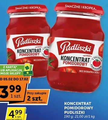 Koncentrat pomidorowy Pudliszki 190g promocja w Groszek