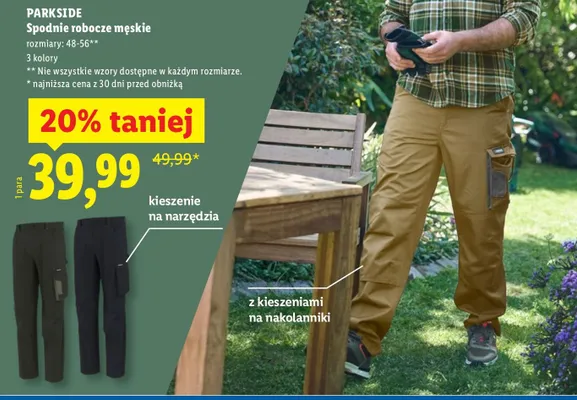 Spodnie robocze męskie promocja w Lidl