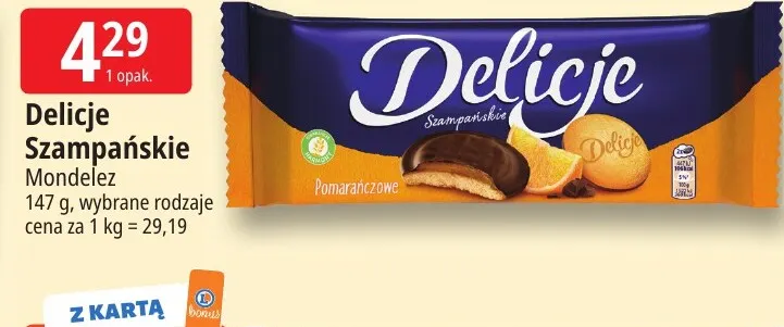 Ciastka Delicje Szampańskie Pomarańczowe promocja w Leclerc