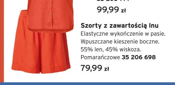 Szorty z zawartością lnu pomarańczowe promocja w Tchibo