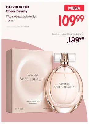 Woda toaletowa dla kobiet Calvin Klein Sheer Beauty promocja w Rossmann