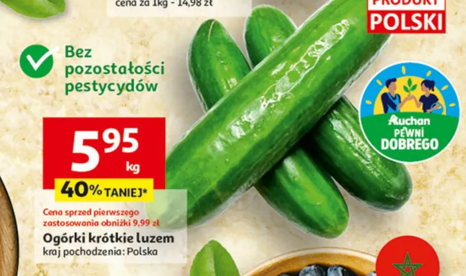 Ogórki krótkie luzem promocja w Auchan