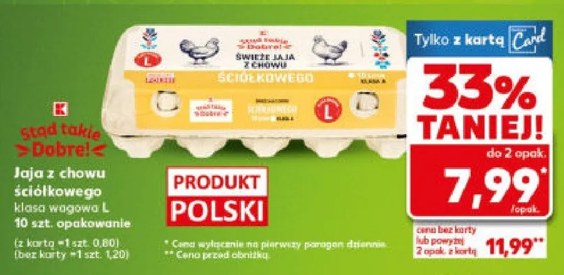 Jaja z chowu ściółkowego klasa wagowa L promocja w Kaufland
