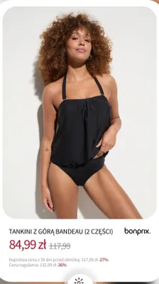 Tankini z górą bandeau (2 części) bonprix promocja w bonprix