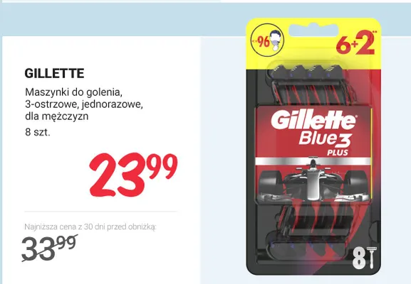 Maszynki do golenia Blue3 Plus, 3-ostrzowe, jednorazowe, dla mężczyzn, 8 szt. promocja w Rossmann