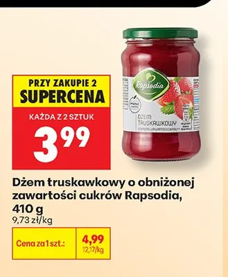 Dżem truskawkowy o obniżonej zawartości cukrów Rapsodia promocja w Biedronka