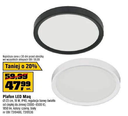 Plafon LED Maq Ø23cm, 18W, IP44, regulacja barwy światła promocja w OBI