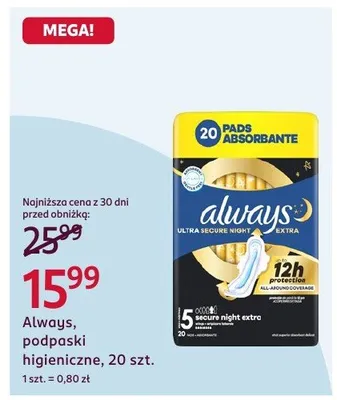 Podpaski higieniczne promocja w Rossmann