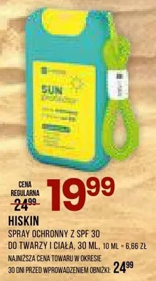 Spray ochronny z SPF 30 do twarzy i ciała Hiskin Sun 30ml promocja w Drogerie Natura
