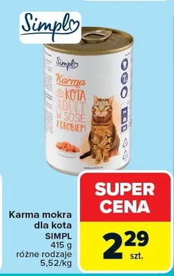 Karma mokra dla kota różne rodzaje promocja w Carrefour Market