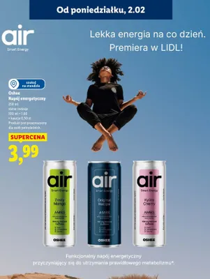 Napój energetyczny Air, różne rodzaje promocja w Lidl