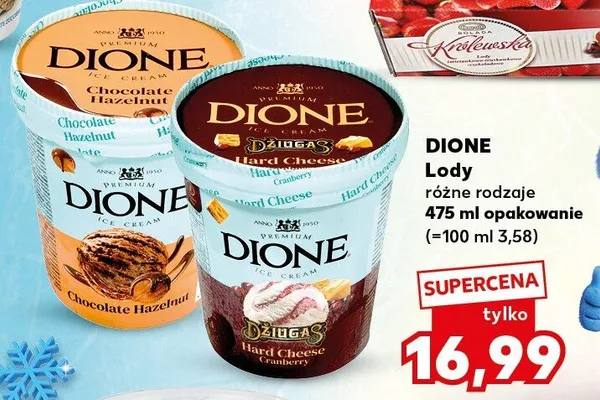 Lody Dione Hard Cheese Cranberry 475ml promocja w Kaufland