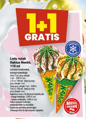 Lody rożek Kaktus Nestlé cytryna-truskawka promocja w Twój Market