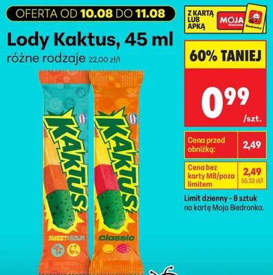 Lody Kaktus Classic promocja w Biedronka