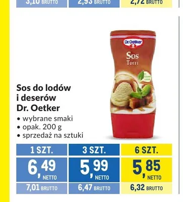 Sos do lodów i deserów Dr. Oetker Toffi promocja w Makro