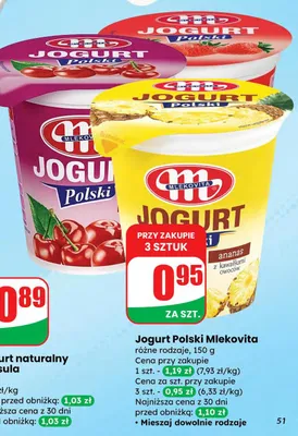 Jogurt Polski, różne rodzaje promocja w Dino