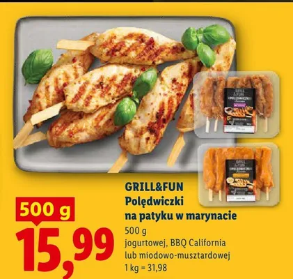 Polędwiczki na patyku w marynacie BBQ California Grill&Fun promocja w Lidl