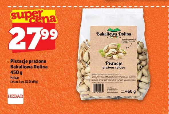 Pistacje prażone Bakaliowa Dolina Hebar promocja w TOPAZ