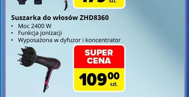 Suszarka do włosów ZHD8360 Zelmer promocja w Carrefour