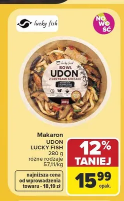 Makaron Udon z grzybami shiitake Lucky Fish promocja w Carrefour Market