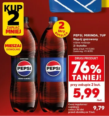 Napój gazowany różne rodzaje Pepsi, Mirinda, 7UP promocja w Kaufland