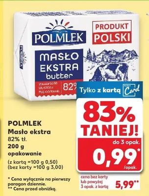 Masło extra 82 % Polmlek promocja w Kaufland