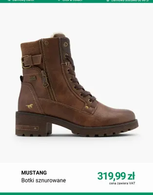 Botki sznurowane Mustang promocja w Deichmann