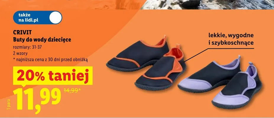 Buty do wody dziecięce CRIVIT promocja w Lidl