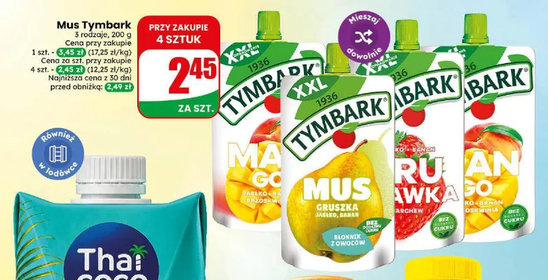 Mus Tymbark Truskawka promocja w Dino