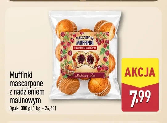 Muffinki mascarpone z nadzieniem malinowym promocja w Aldi