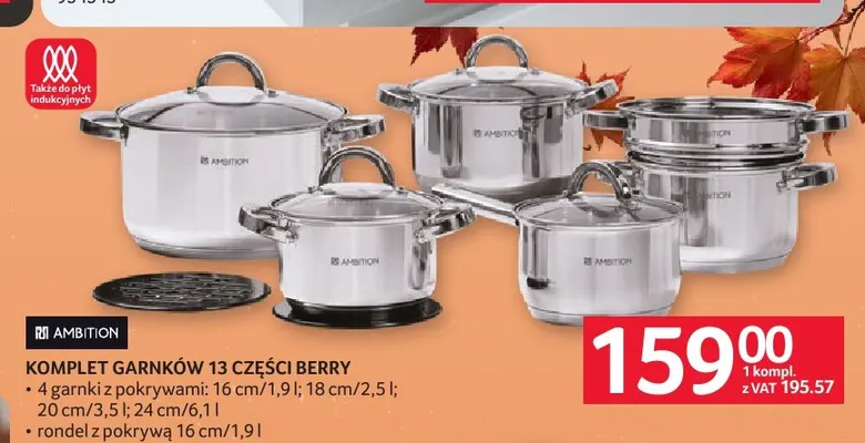 Komplet garnków 13 części Berry Ambition promocja w Selgros