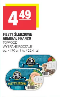 Filety śledziowe Admirał Franco Topfood promocja w SPAR