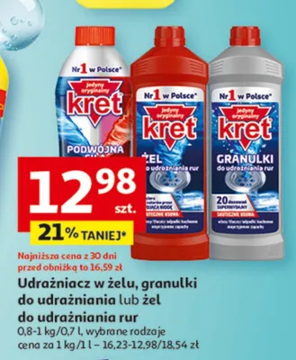 Udrażniacz w żelu, granulki do udrażniania lub żel do udrażniania rur Kret promocja w Auchan