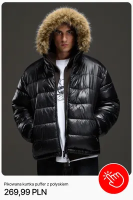 Pikowana kurtka puffer z połyskiem Cropp promocja w Cropp