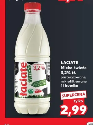 Mleko świeże pasteryzowane mikrofiltrowane Łaciate 3,2% promocja w Kaufland